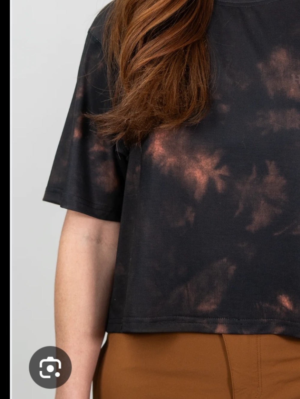 Fashion Nova Black Crop Tee with Brown Tie-Dye